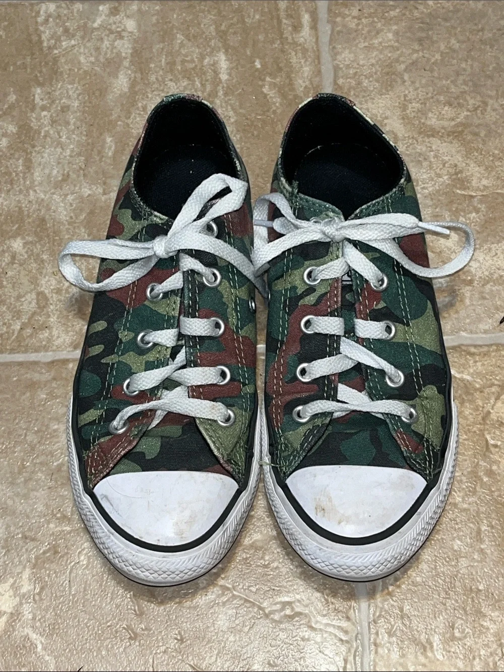 Kids Converse Camouflage Low-Top Sneakers - Green Camo